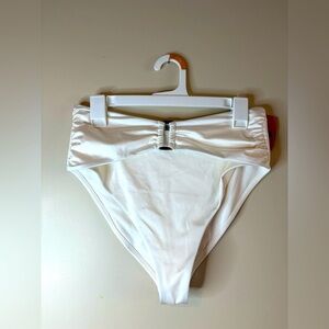 Shade & Shore Off-White Shimmer Shine high Waist High Leg Cheeky Bikini Bottom